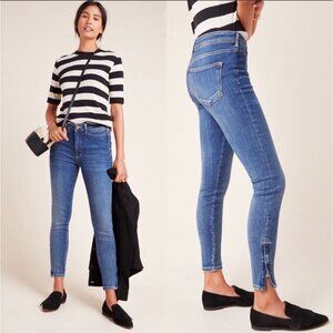 Anthropologie Pilcro Skinny Jeans Womens 26 Blue High Rise Crop Ankle Zip Casual
